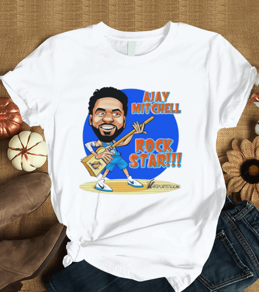 Ajay Mitchell Oklahoma City Thunder Rock Star Basketball Caricature T-Shirt