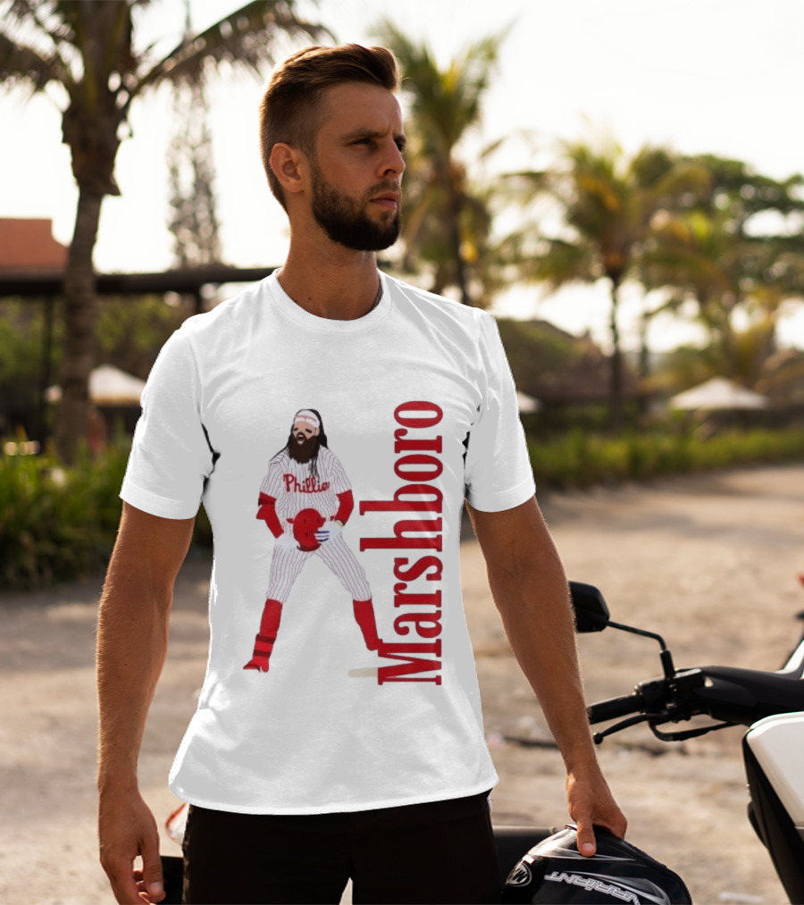 Brandon Marshboro Phillies Player Uniform Red Vertical T-Shirt
