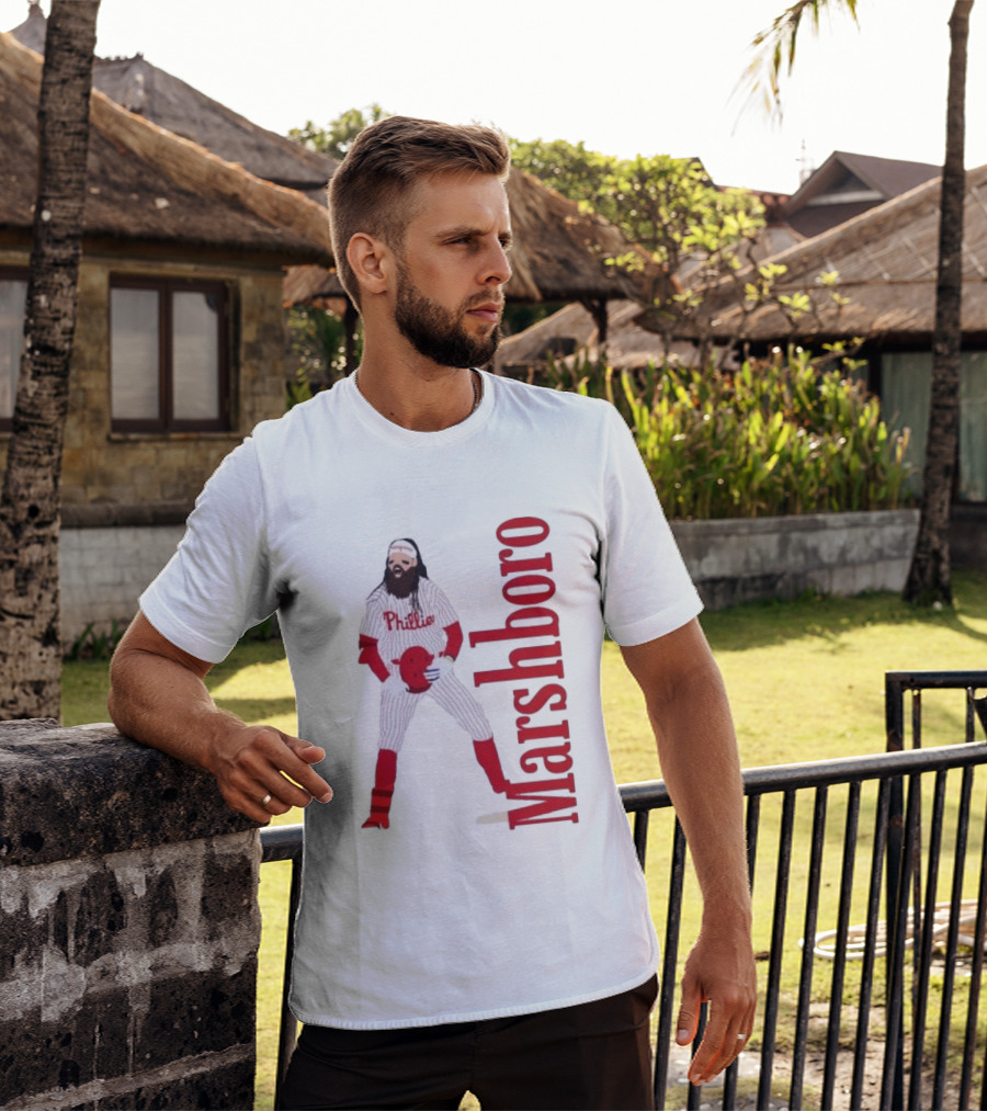 Brandon Marshboro Phillies Player Uniform Red Vertical T-Shirt