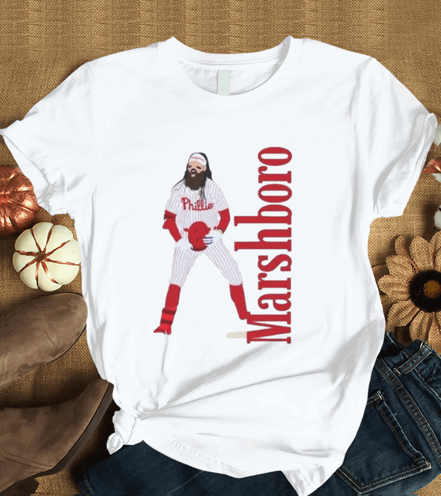 Brandon Marshboro Phillies Player Uniform Red Vertical T-Shirt