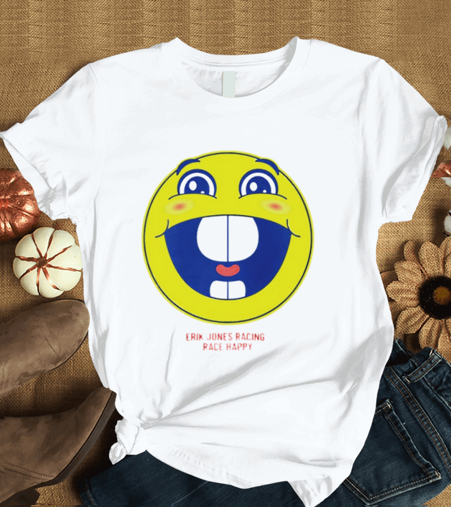 Erik Jones Racing Race Happy Yellow Smiley Face T-Shirt