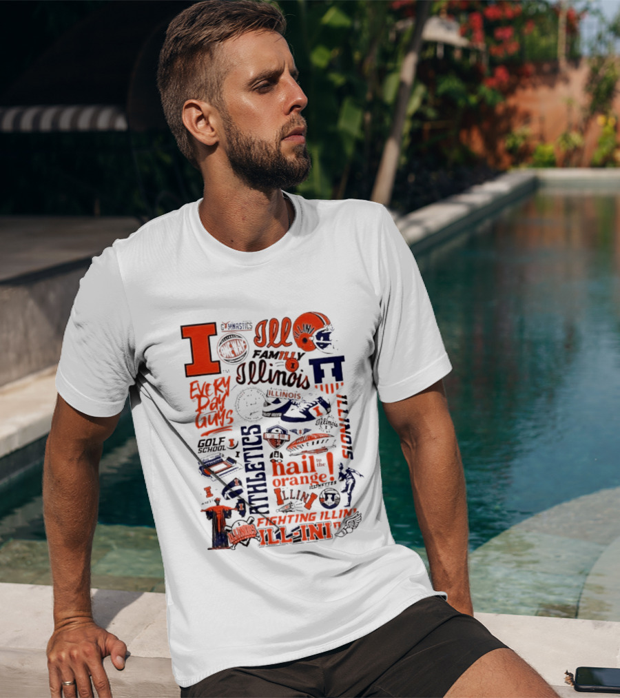Illinois Fighting Illini Athletics Symbols Illini Orange Blue Football Basketball Golf Illini Till I Die T-Shirt