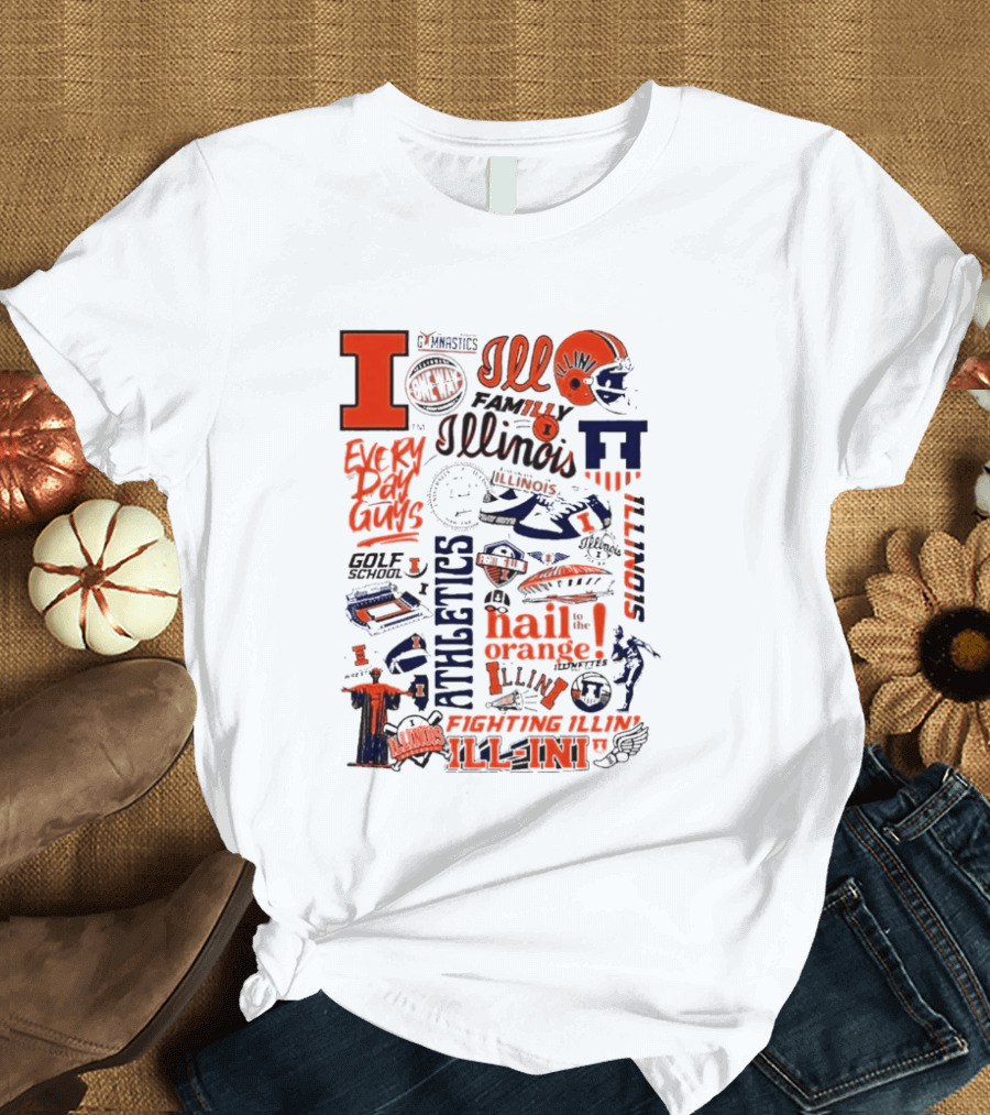 Illinois Fighting Illini Athletics Symbols Illini Orange Blue Football Basketball Golf Illini Till I Die T-Shirt