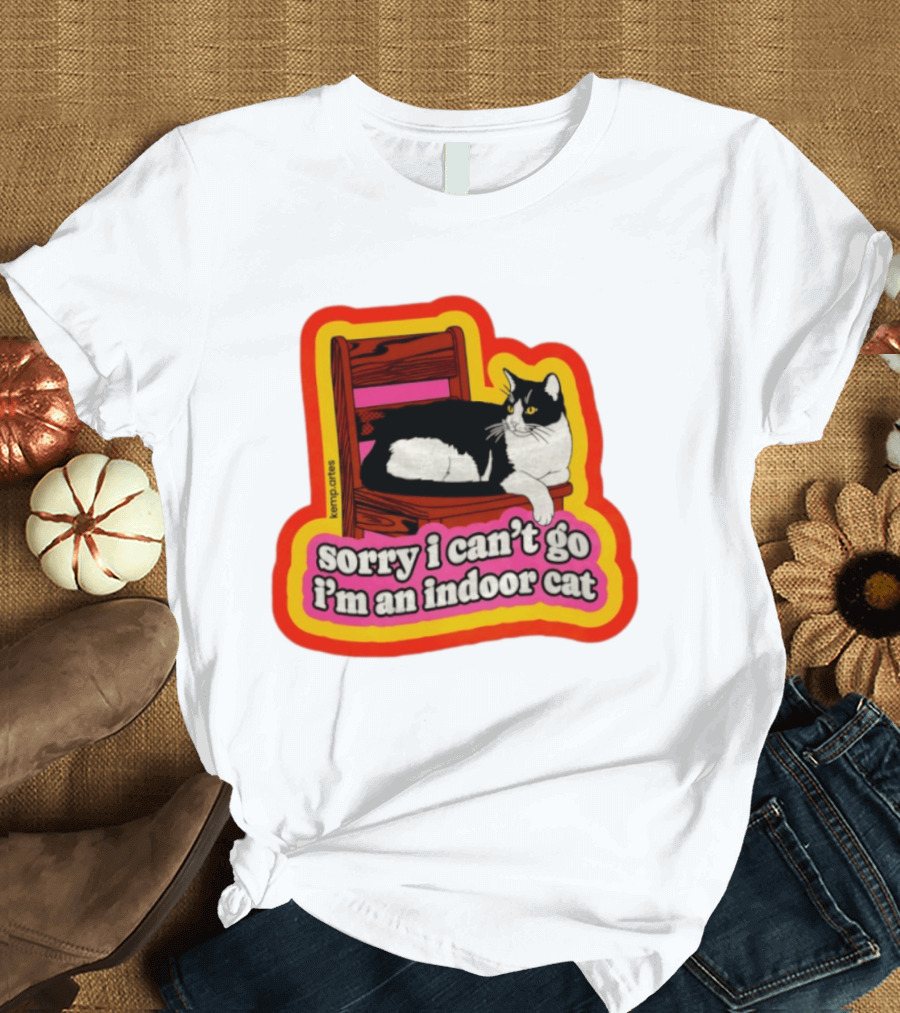 Indoor Cat Humor Sorry I Can't Go Vintage Feline Vibes T-Shirt