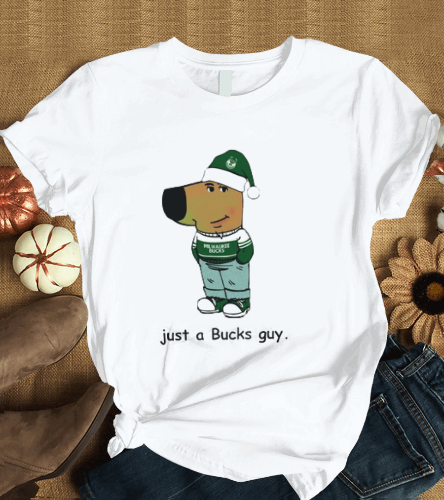 Milwaukee Bucks Chill Holiday Dog Character Just A Bucks Guy T-Shirt