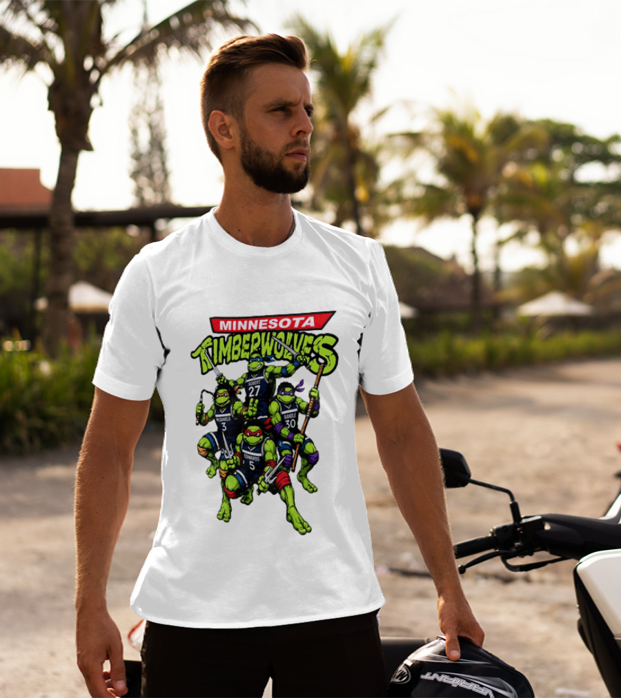 Minnesota Timberwolves Ninja Turtles Crossover Edwards Gobert Randle McDaniels T-Shirt