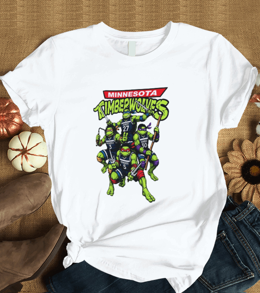 Minnesota Timberwolves Ninja Turtles Crossover Edwards Gobert Randle McDaniels T-Shirt