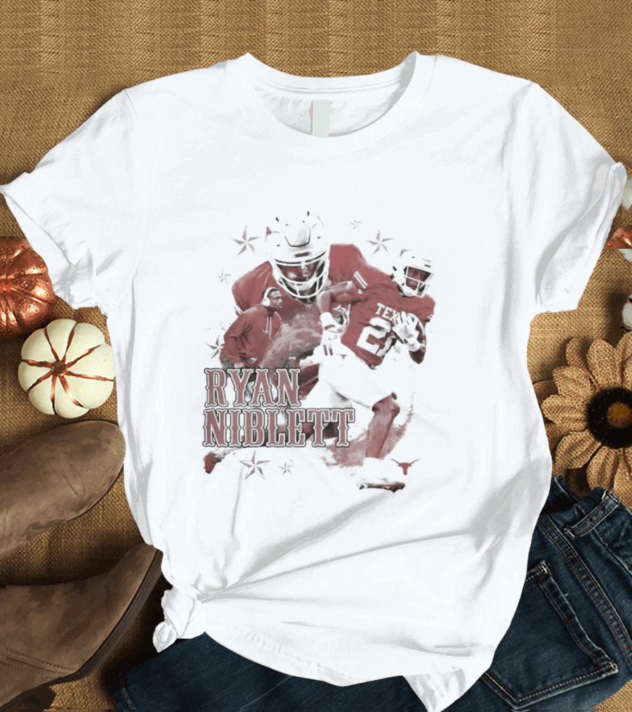 Texas Longhorns NCAA Football Ryan Niblett Collage Stars And Athlete Number T-Shirt