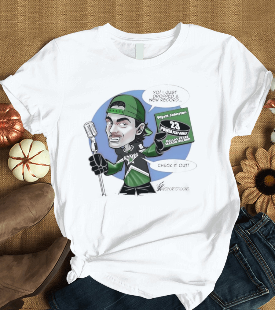 Wyatt Johnston Dallas Stars 23 Power Play Goals Celebration T-Shirt