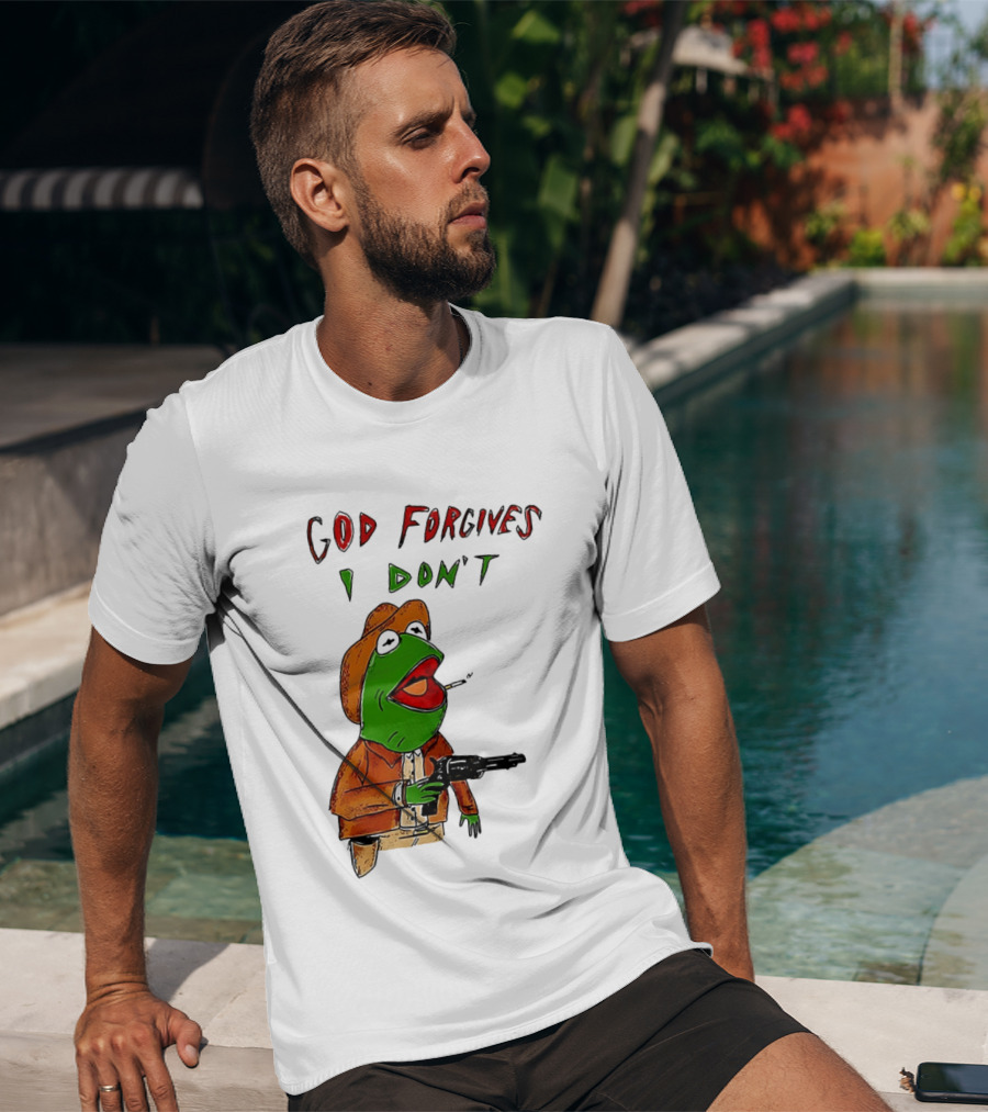 Yeehaw Kermit God Forgives I Don't Cowboy Humor T-Shirt