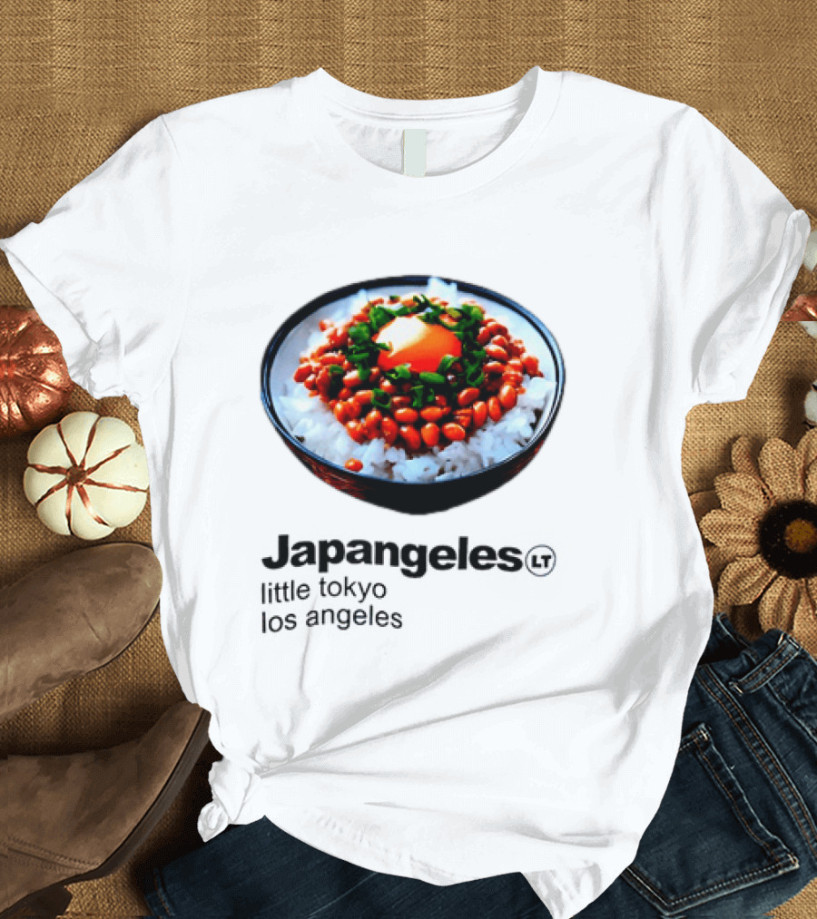 Japangeles Little Tokyo Los Angeles Natto Gohan Bowl With Egg And Scallions T-Shirt