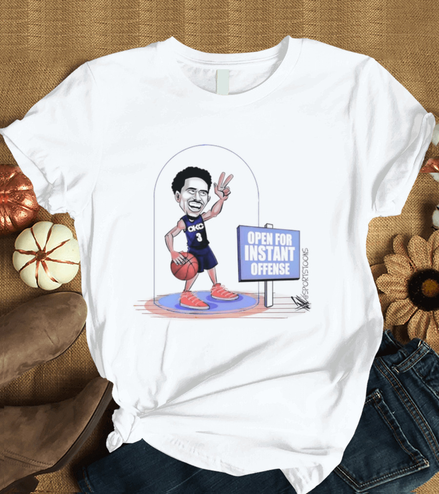 Jared McCain Number 3 Peace Sign Basketball Open For Instant Offense T-Shirt
