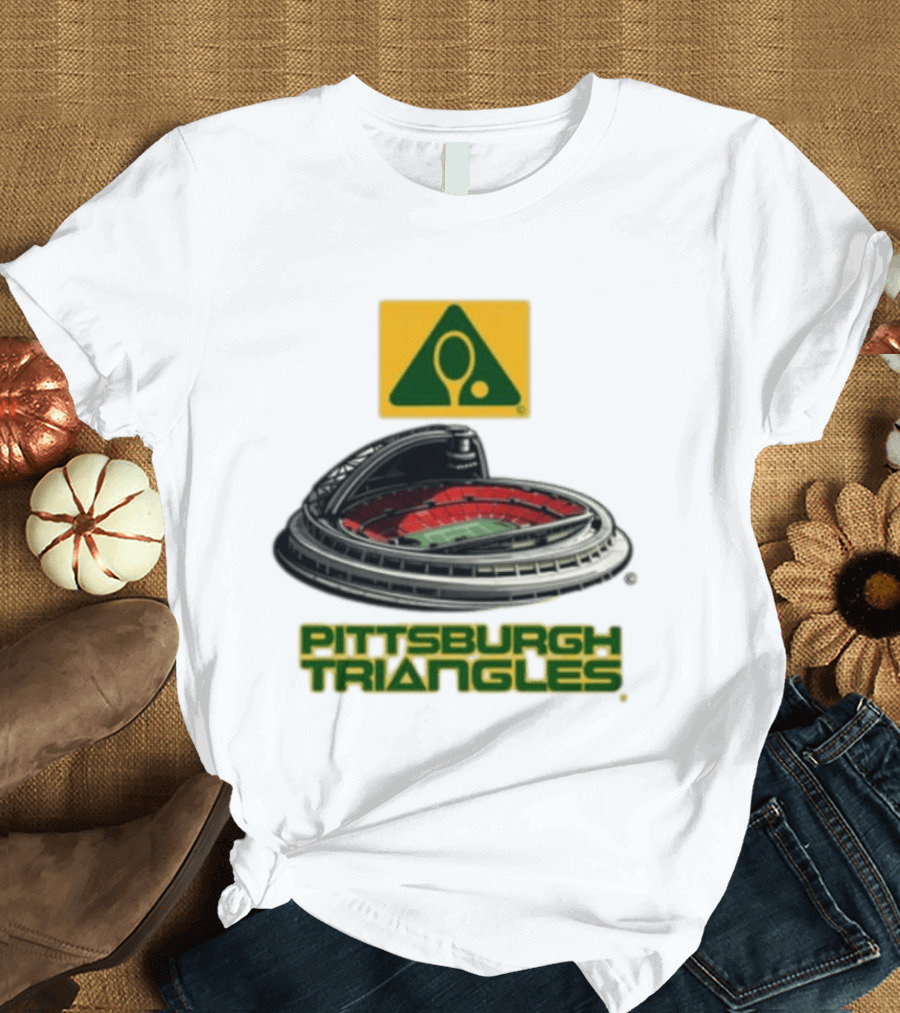 Pittsburgh Triangles Tennis Stadium With Tennis Racket T-Shirt