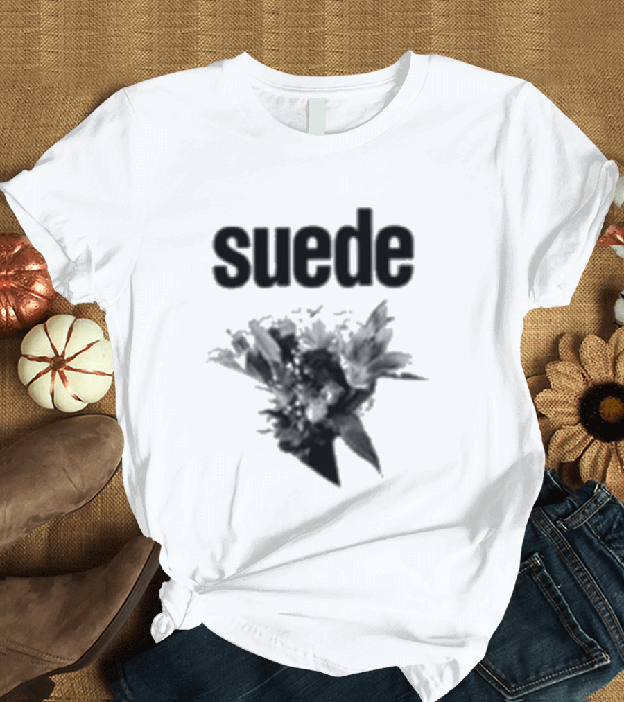 Suede Disintegrate Black And White Floral Explosion T-Shirt