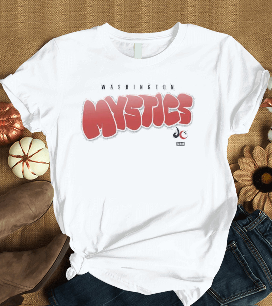 Washington Mystics Bubble Script Crop Mystics Basketball T-Shirt