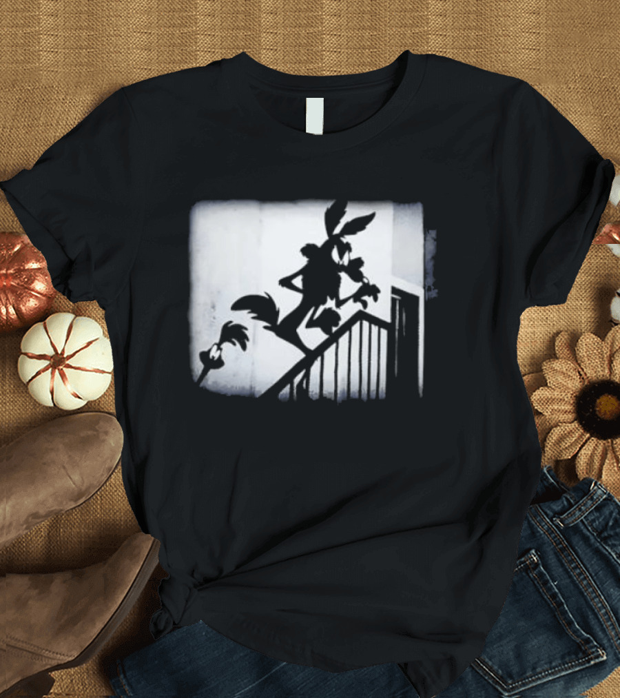 Wilesferatu Wile E. Coyote Road Runner Looney Tunes Silhouette Stairs T-Shirt
