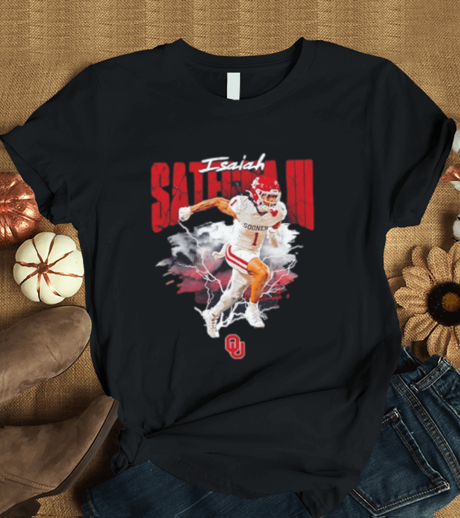 Oklahoma Sooners Isaiah Sategna III Lightning Burst Action T-Shirt