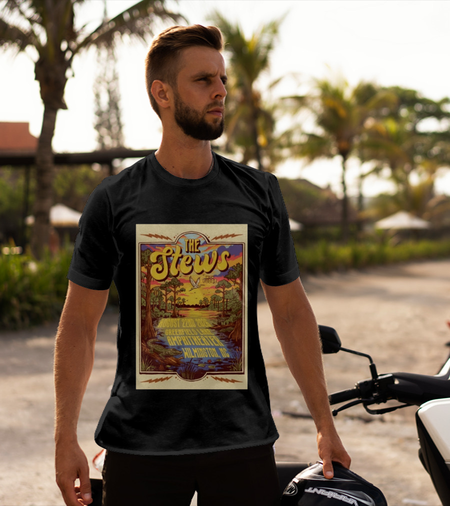 The Stews With Fudge August 22nd 2026 Greenfield Lake Amphitheater Wilmington NC T-Shirt