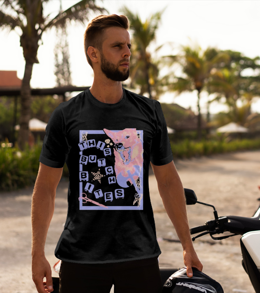 This Butch Bites Dog Retro Vibe Scissors And Blocks T-Shirt