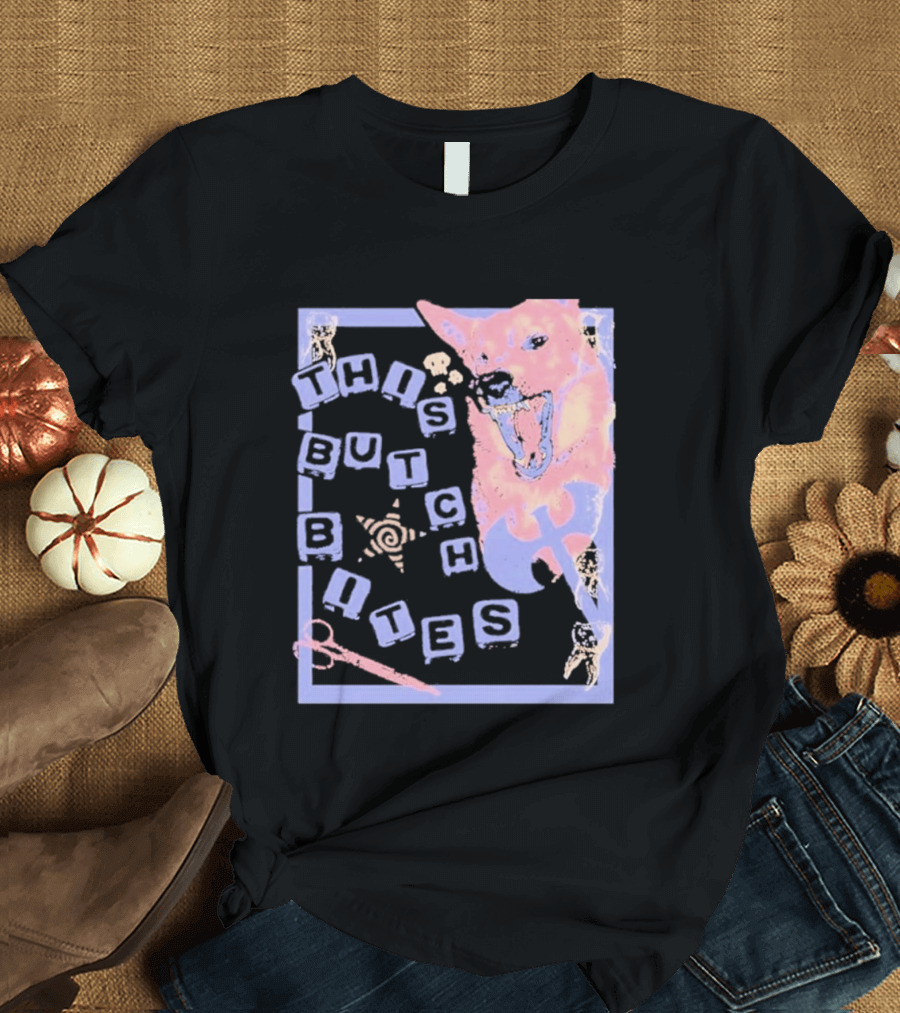 This Butch Bites Dog Retro Vibe Scissors And Blocks T-Shirt