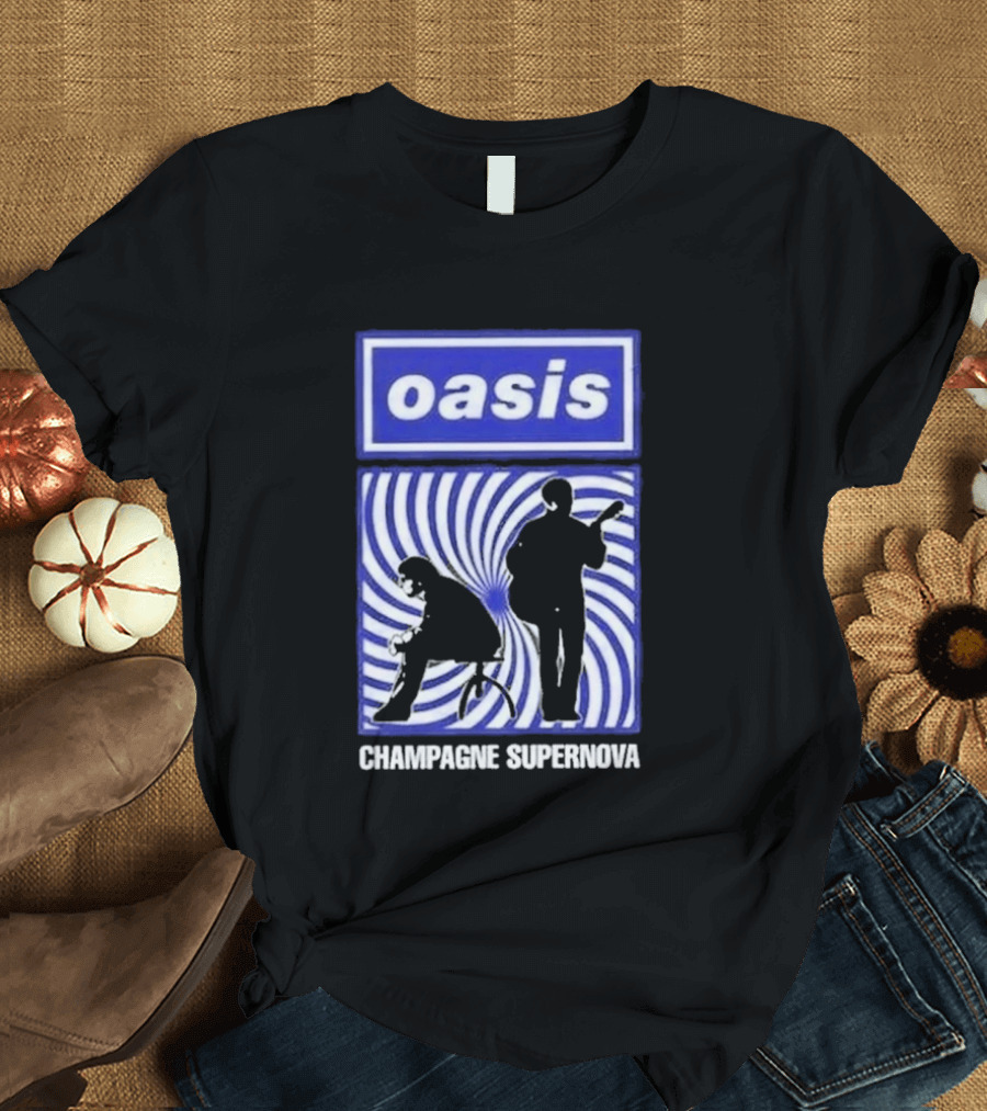 Oasis Champagne Supernova Band Silhouette Spiral T-Shirt