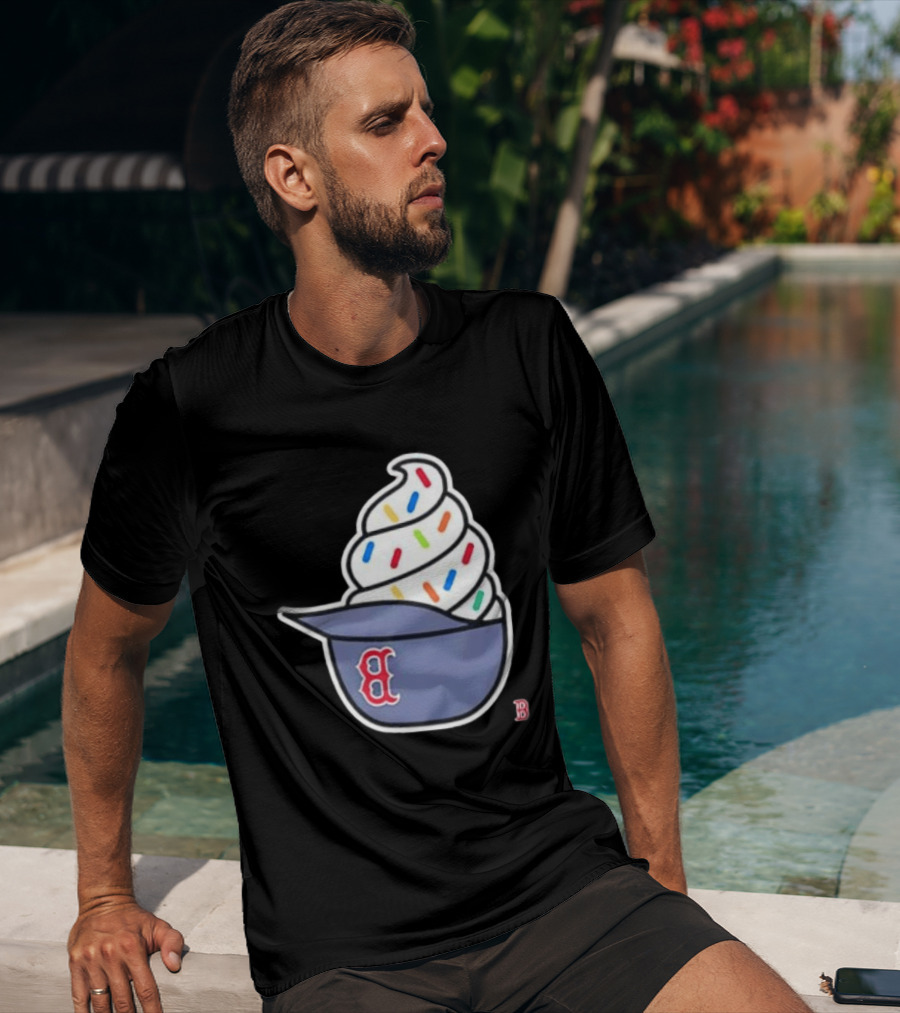 Boston Red Sox Ice Cream Helmet With Sprinkles Baseball Fans T-Shirt