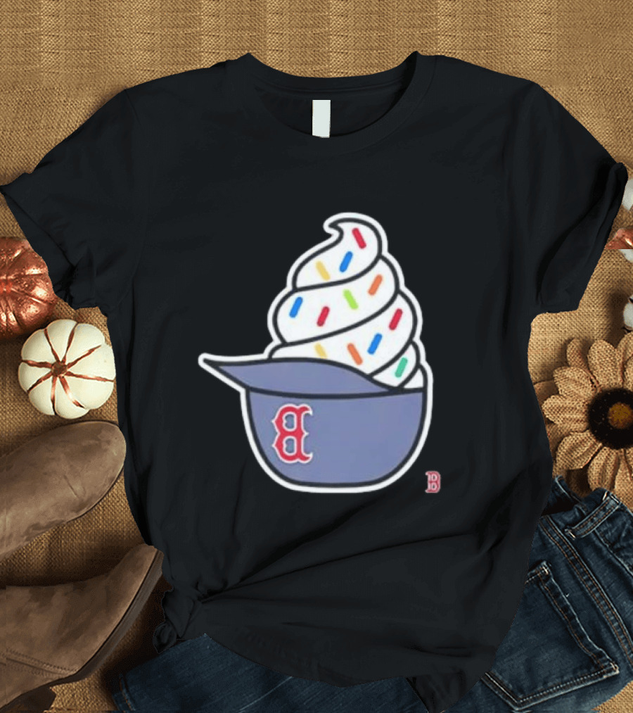 Boston Red Sox Ice Cream Helmet With Sprinkles Baseball Fans T-Shirt