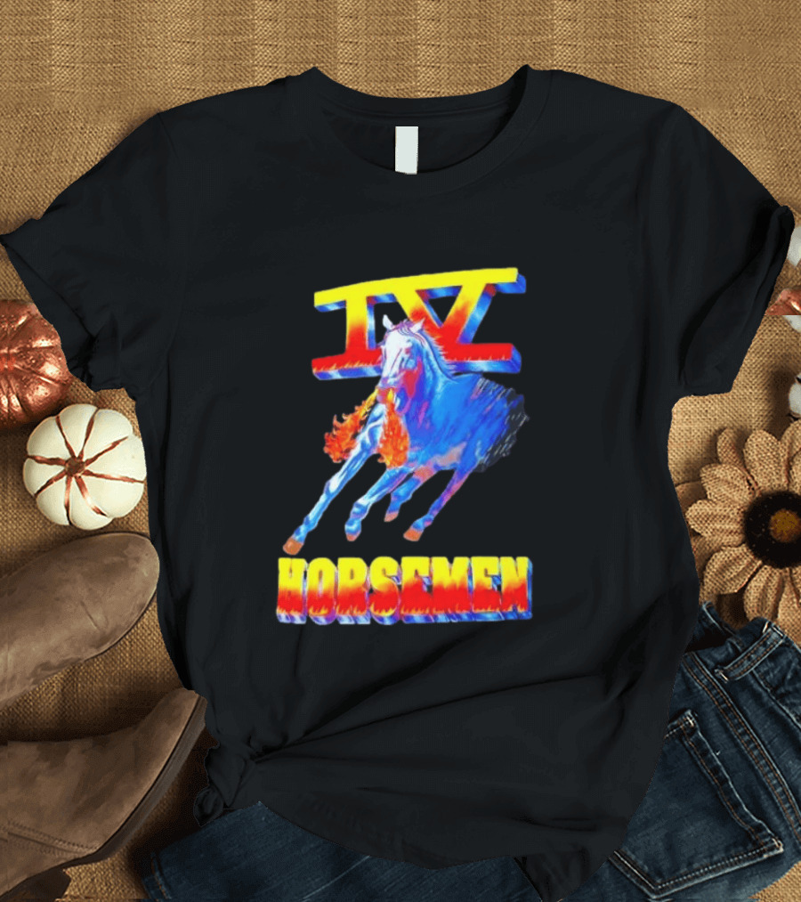 Four Horsemen WWE 90s IV Fiery Horse Retro Wrestling T-Shirt
