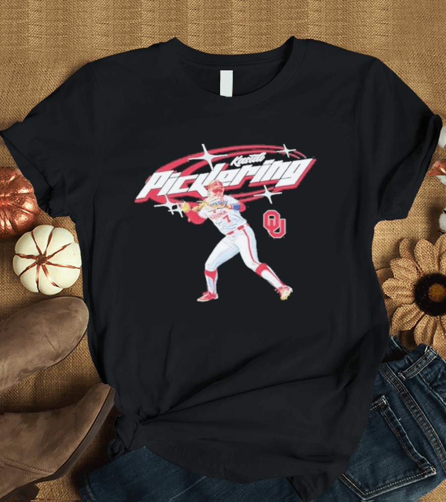 Kasidi Pickering Oklahoma Softball Player Action Sparkle OU T-Shirt