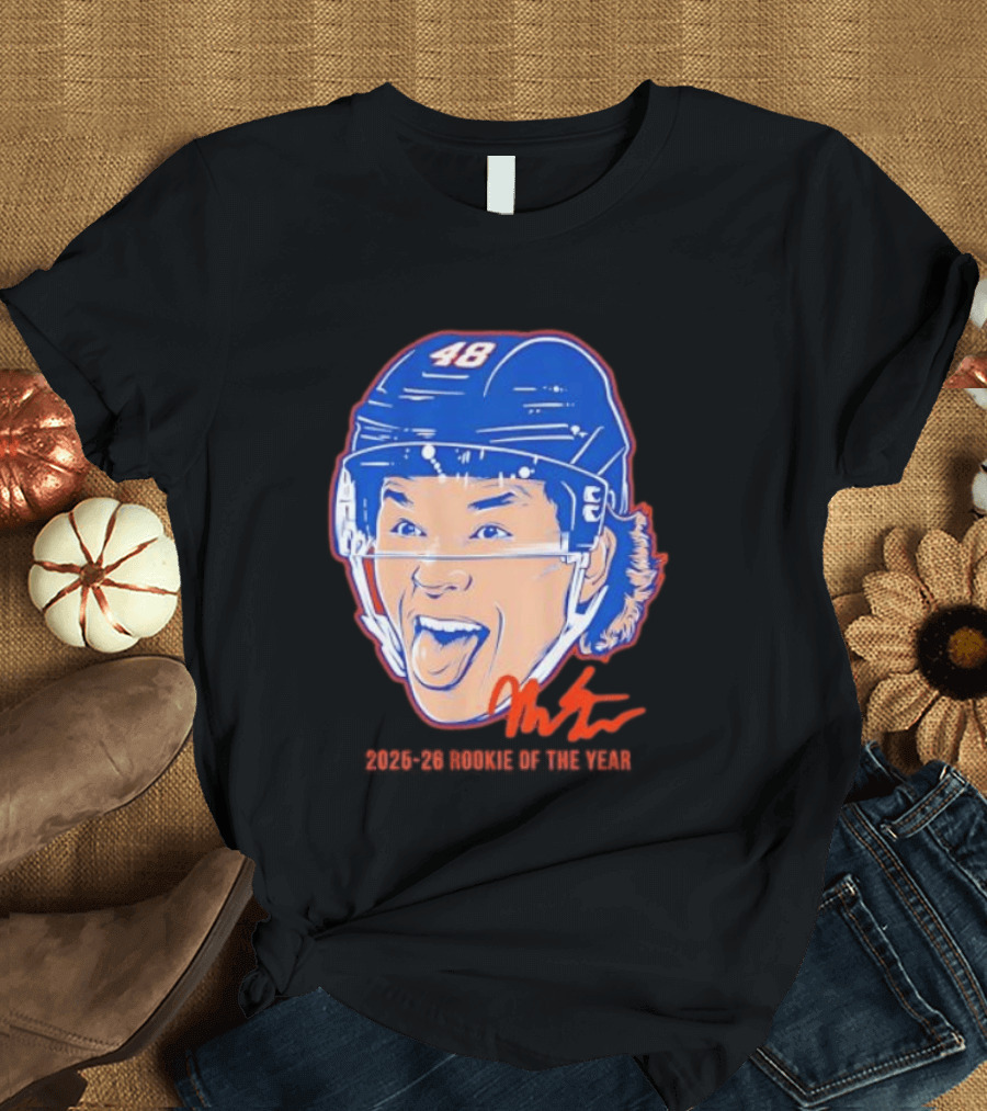Matthew Schaefer Islanders ROTY 2025 26 Swag Helmet 48 Signature T-Shirt
