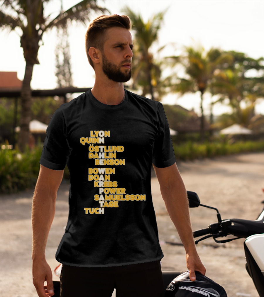 Lyon Quinn Östlund Dahlin Benson Bowen Doan Krebs Power Samuelsson Tage Tuch Buffalo Sabres 2026 T-Shirt