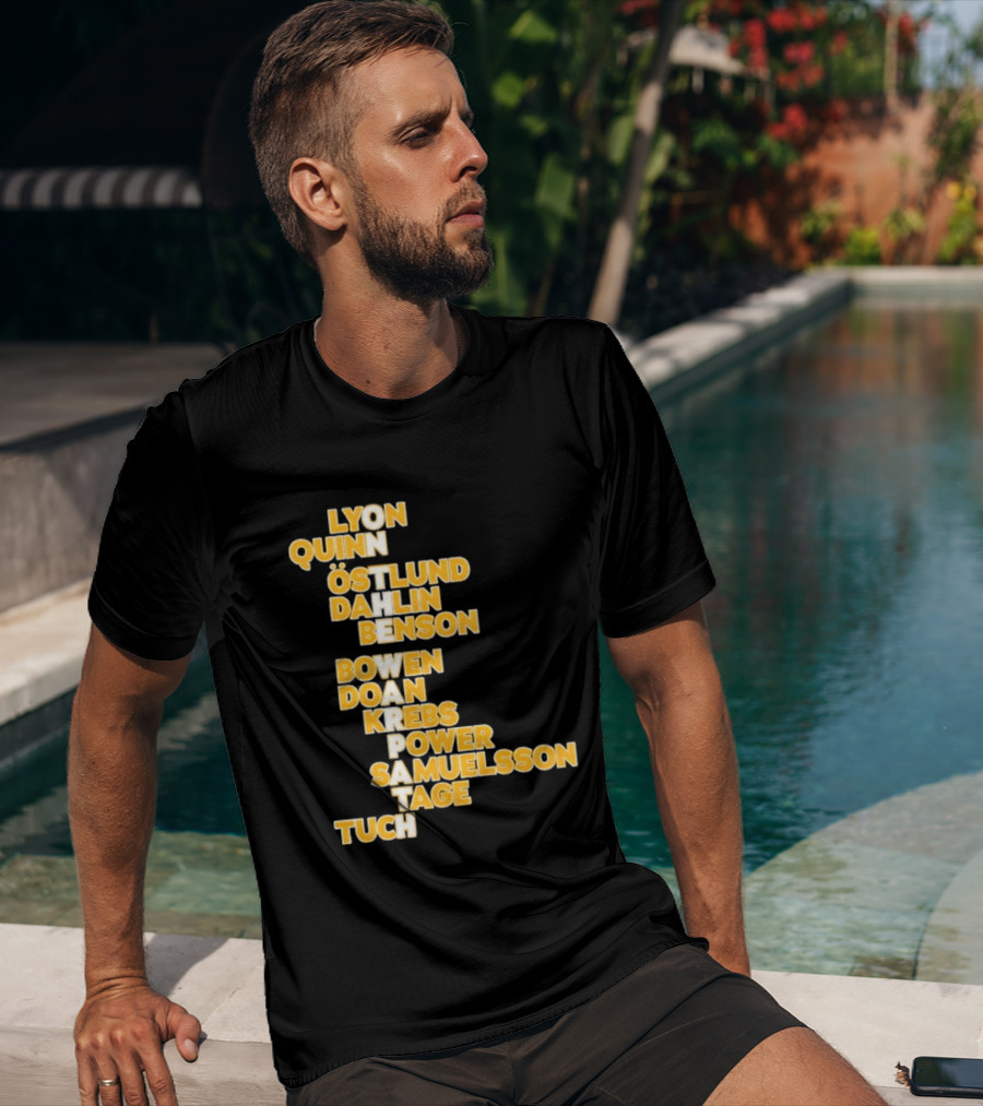Lyon Quinn Östlund Dahlin Benson Bowen Doan Krebs Power Samuelsson Tage Tuch Buffalo Sabres 2026 T-Shirt