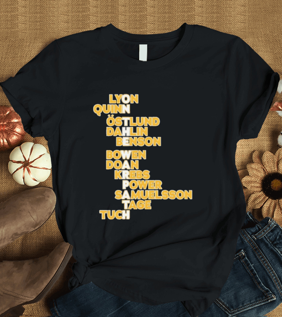 Lyon Quinn Östlund Dahlin Benson Bowen Doan Krebs Power Samuelsson Tage Tuch Buffalo Sabres 2026 T-Shirt