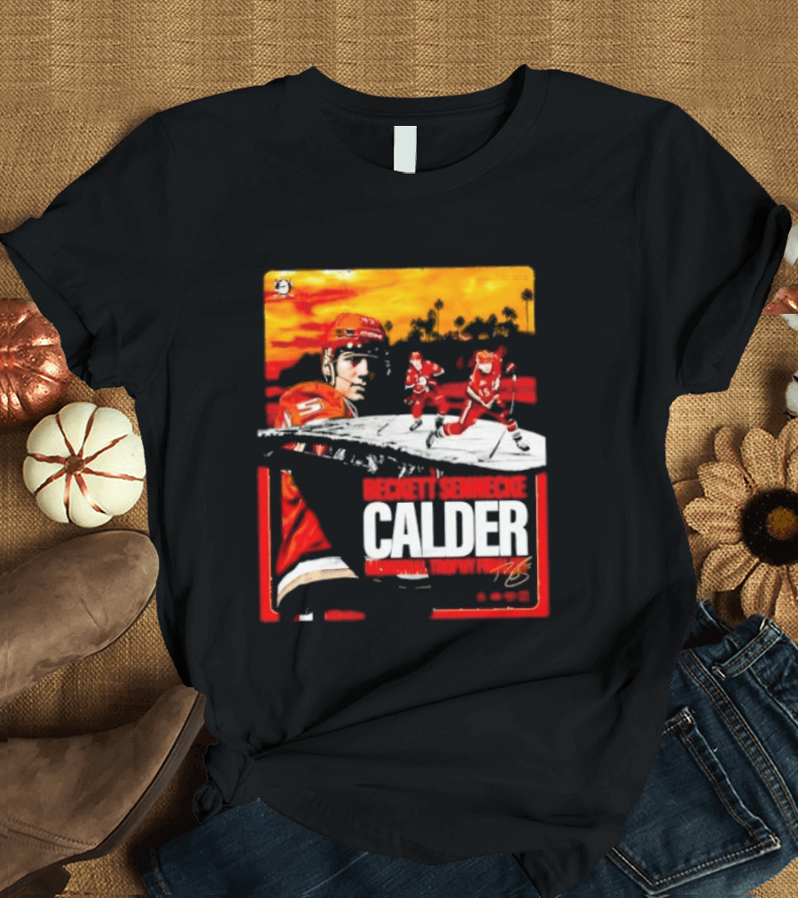 Beckett Sennecke Calder Memorial Trophy Finalist Hockey Player Action Scene T-Shirt