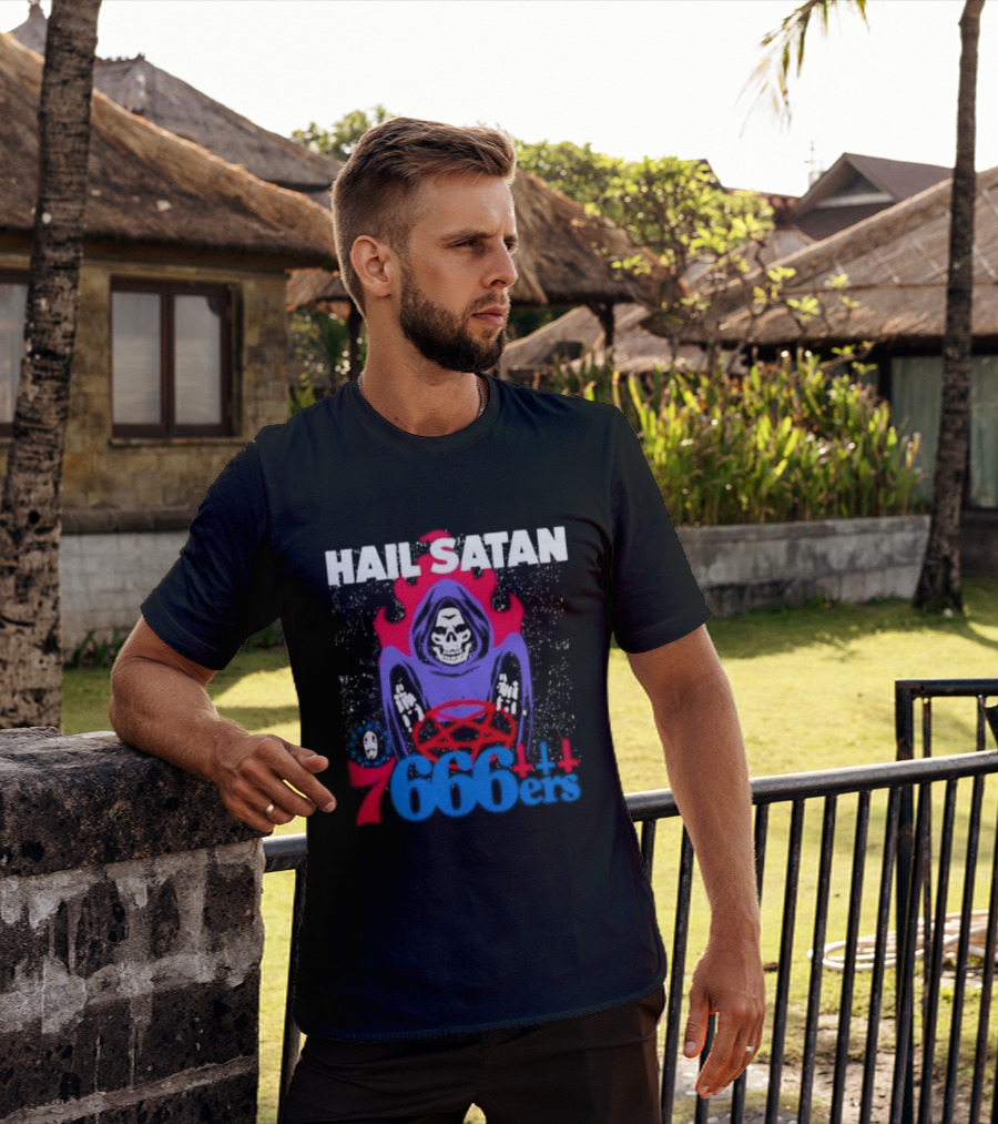 Hail Satan 76ers 666 Flame Creature T-Shirt