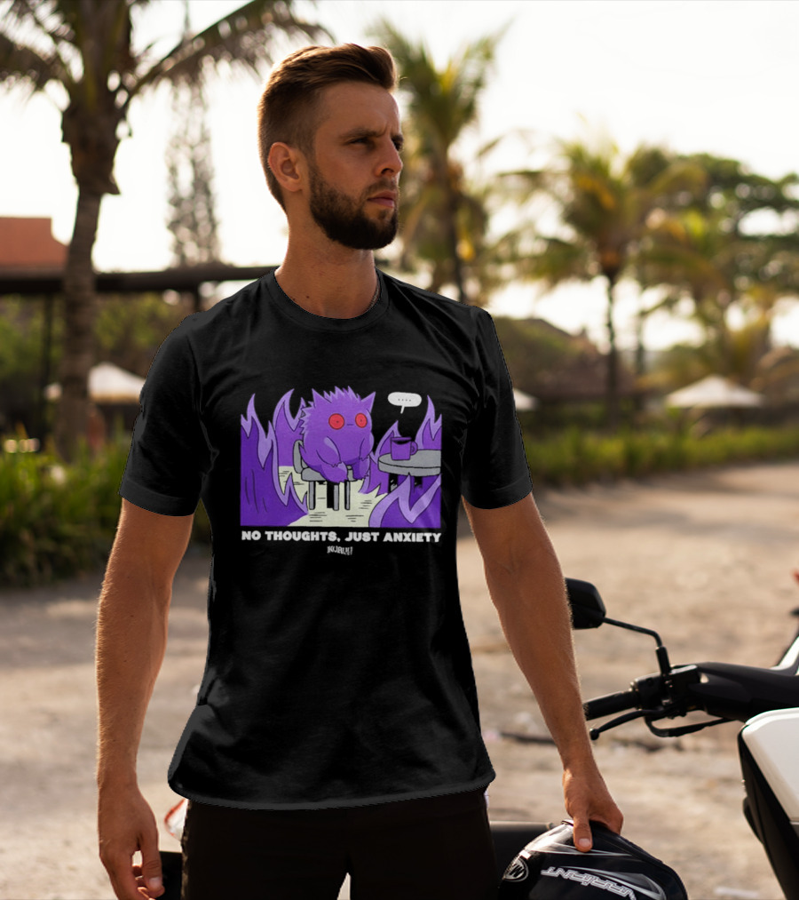 Pokemon Gengar No Thoughts Just Anxiety Purple Flame T-Shirt