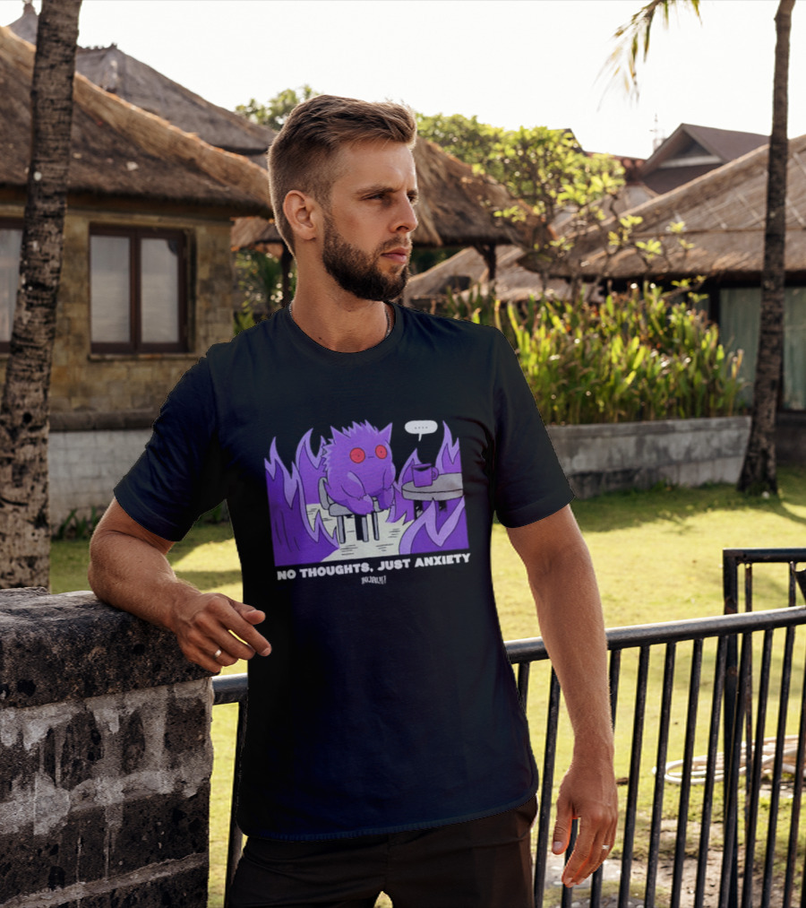 Pokemon Gengar No Thoughts Just Anxiety Purple Flame T-Shirt