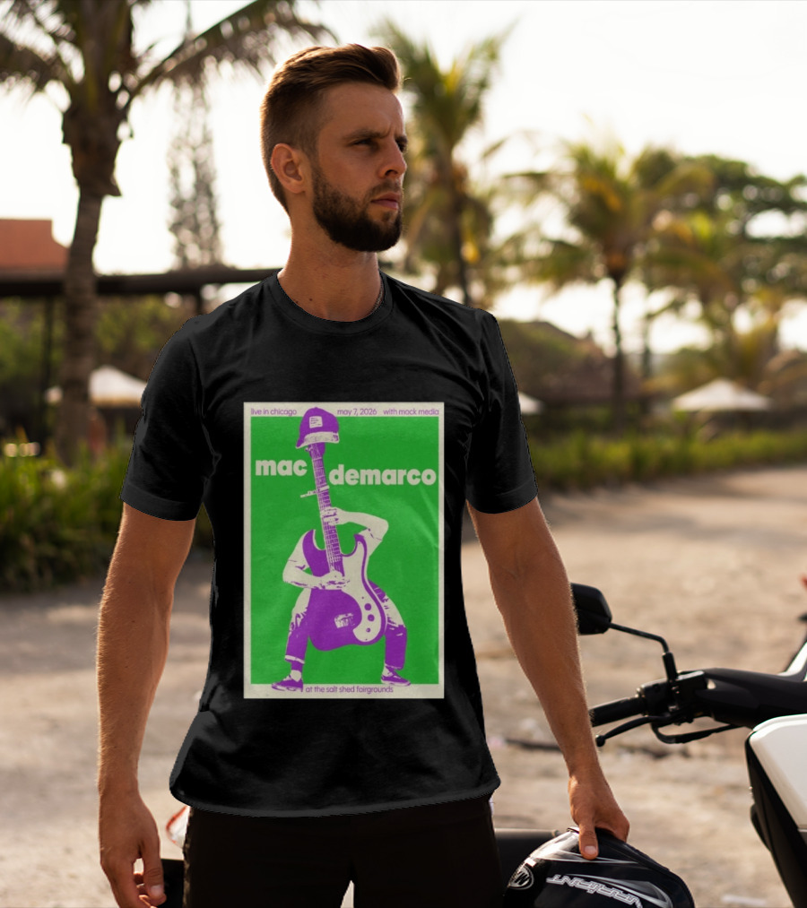 Mac Demarco Live In Chicago May 7 2026 At The Salt Shed Fairgrounds With Mock Media T-Shirt