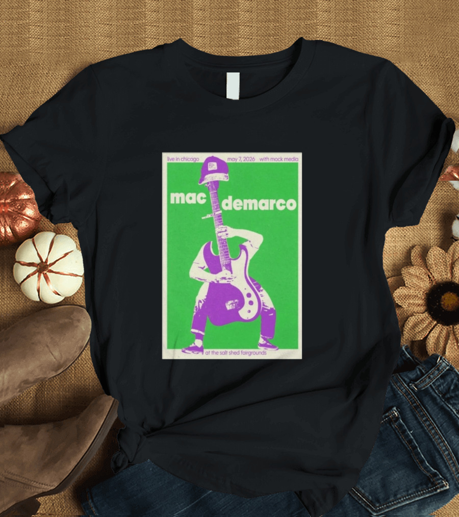 Mac Demarco Live In Chicago May 7 2026 At The Salt Shed Fairgrounds With Mock Media T-Shirt