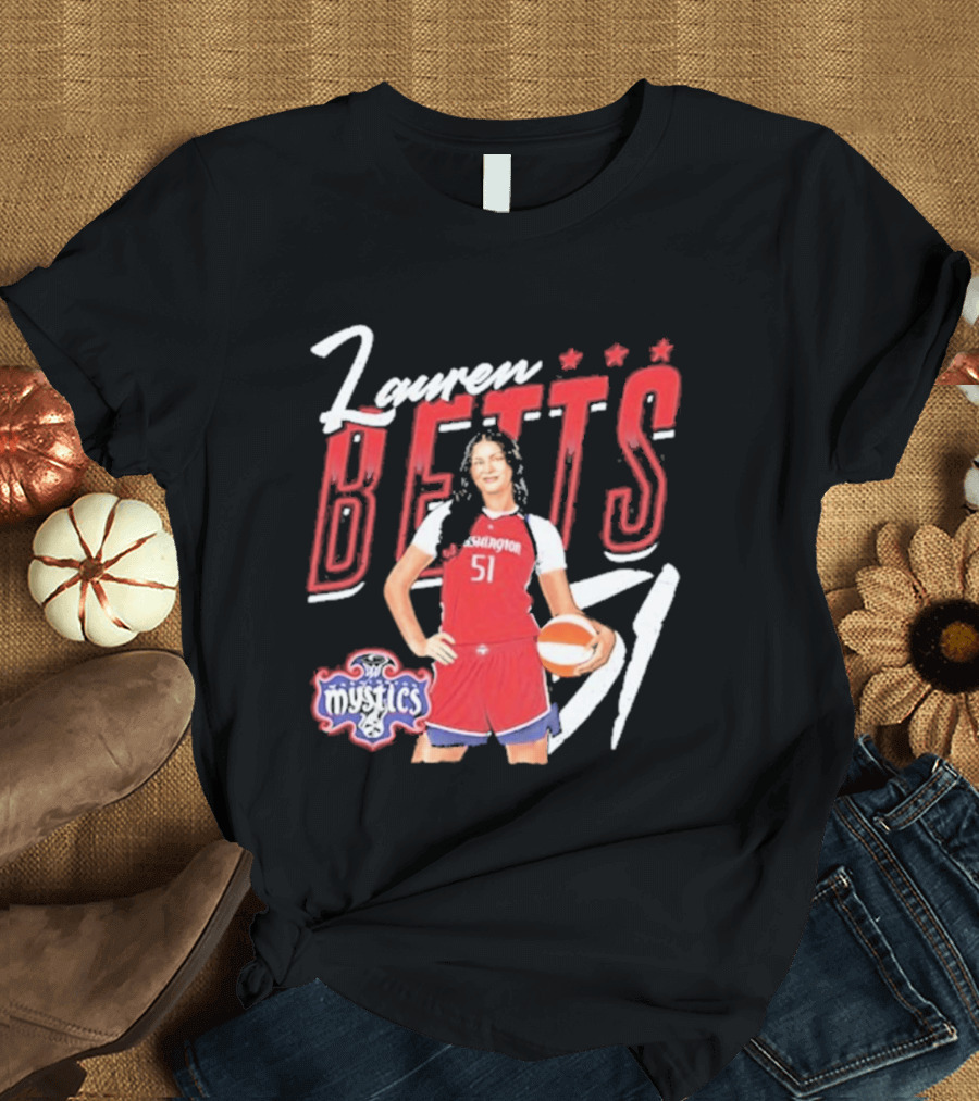 Lauren Betts 51 Washington Mystics WNBA Player T-Shirt