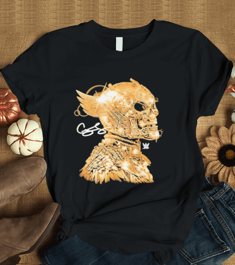 Cody Rhodes Gold Skull Mask Winged WW T-Shirt