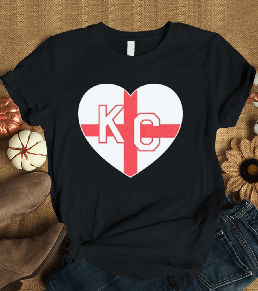 England Kansas City KC Heart Cross T-Shirt