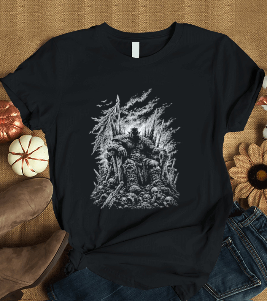 Orc Warlord On Stone Throne Gothic Metal Fantasy Intricate T-Shirt