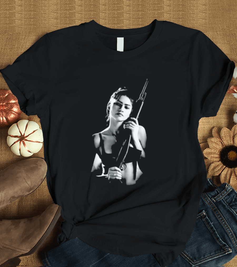 Euphoria Zendaya With Gun Monochrome T-Shirt