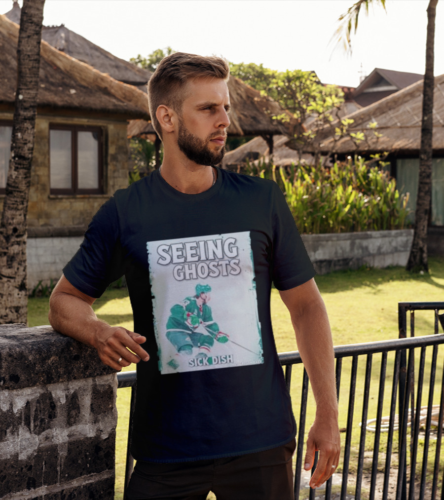 Seeing Ghosts Quinn Hughes Sick Dish Hockey T-Shirt