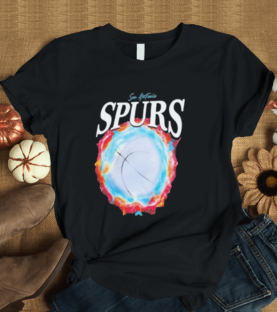 San Antonio Spurs Basketball Fire Ice Burst T-Shirt