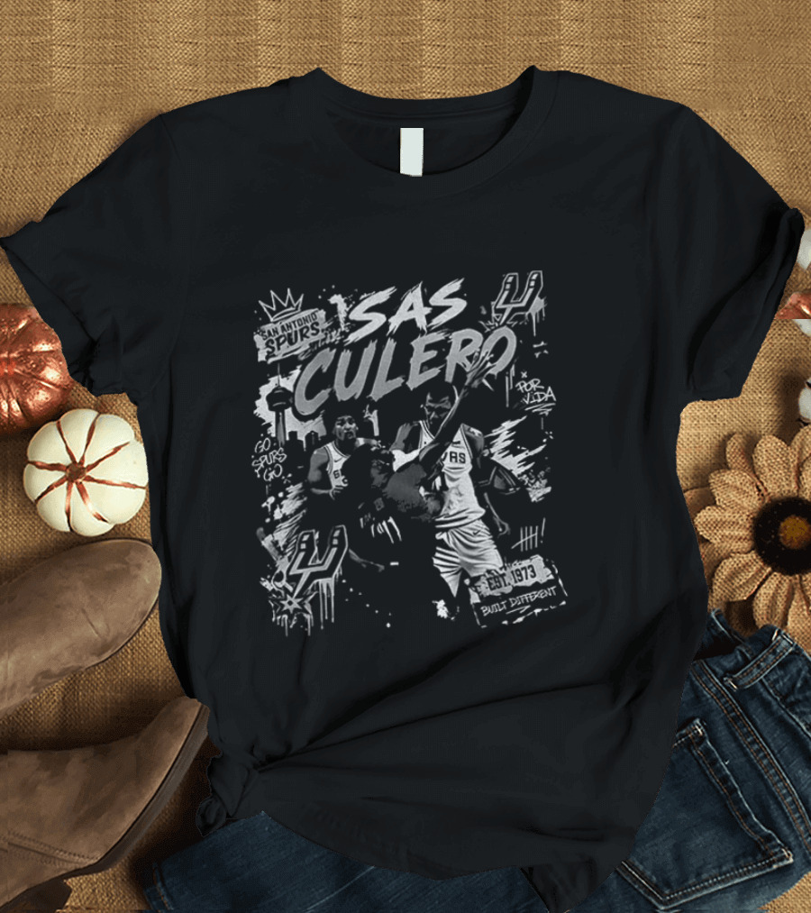San Antonio Spurs Sas Culero Victor Wembanyama Elbowing Naz Reid Basketball Est 1973 T-Shirt