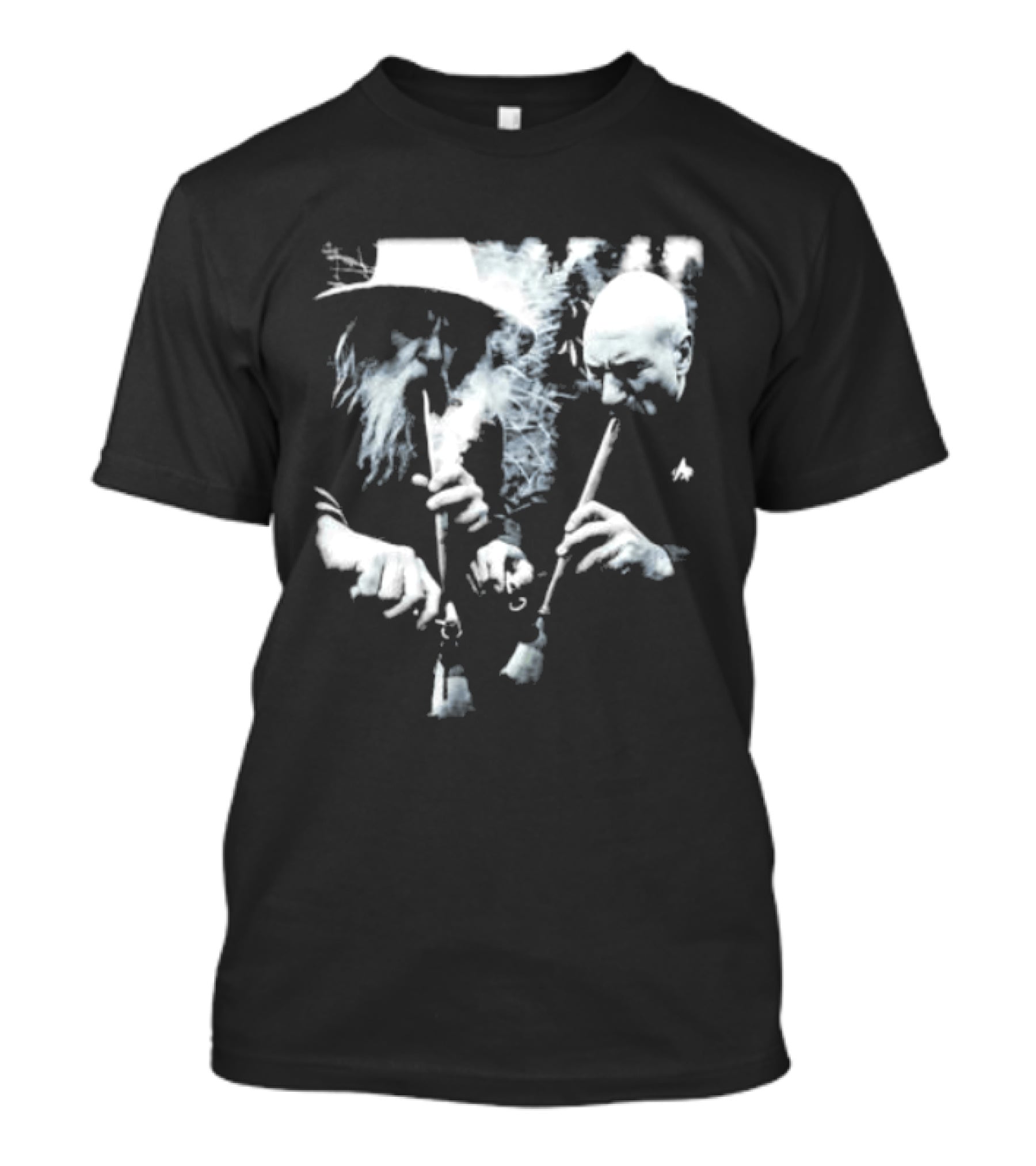Wizard And Space Captain Smoking Cosmic Meme Scene T-Shirt