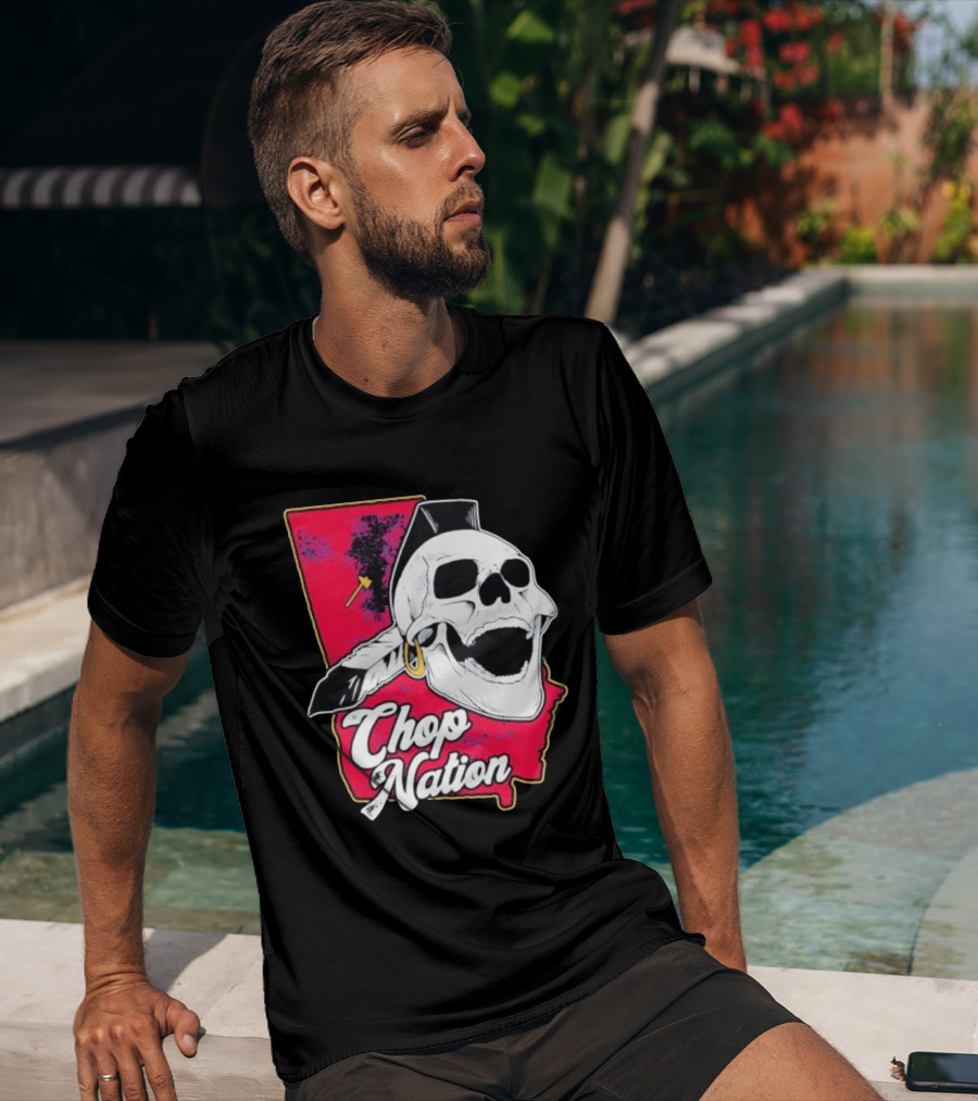 Atlanta Braves Chop Nation Skull Tomahawk Chop T-Shirt