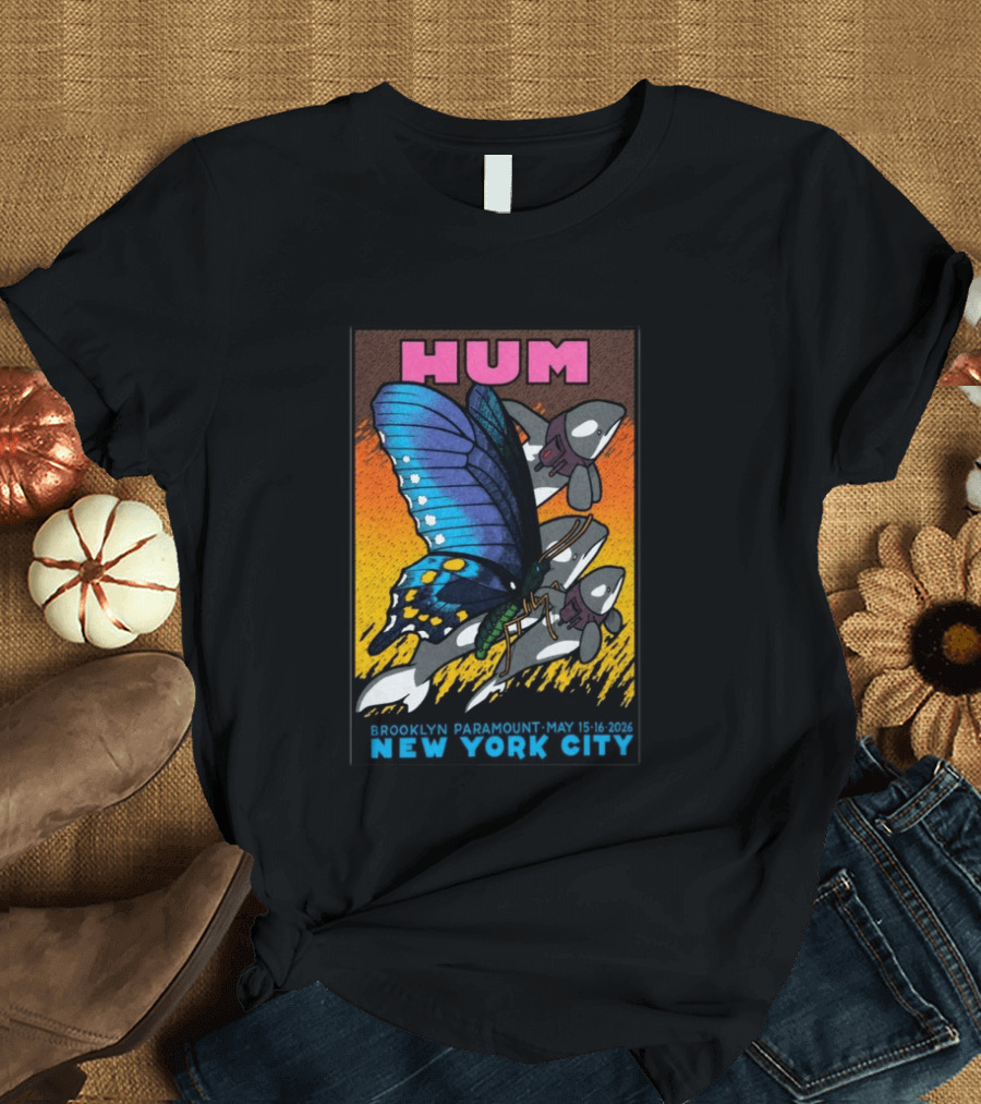 HUM Brooklyn Paramount May 15 16 2026 New York City Butterfly And Spaceships T-Shirt